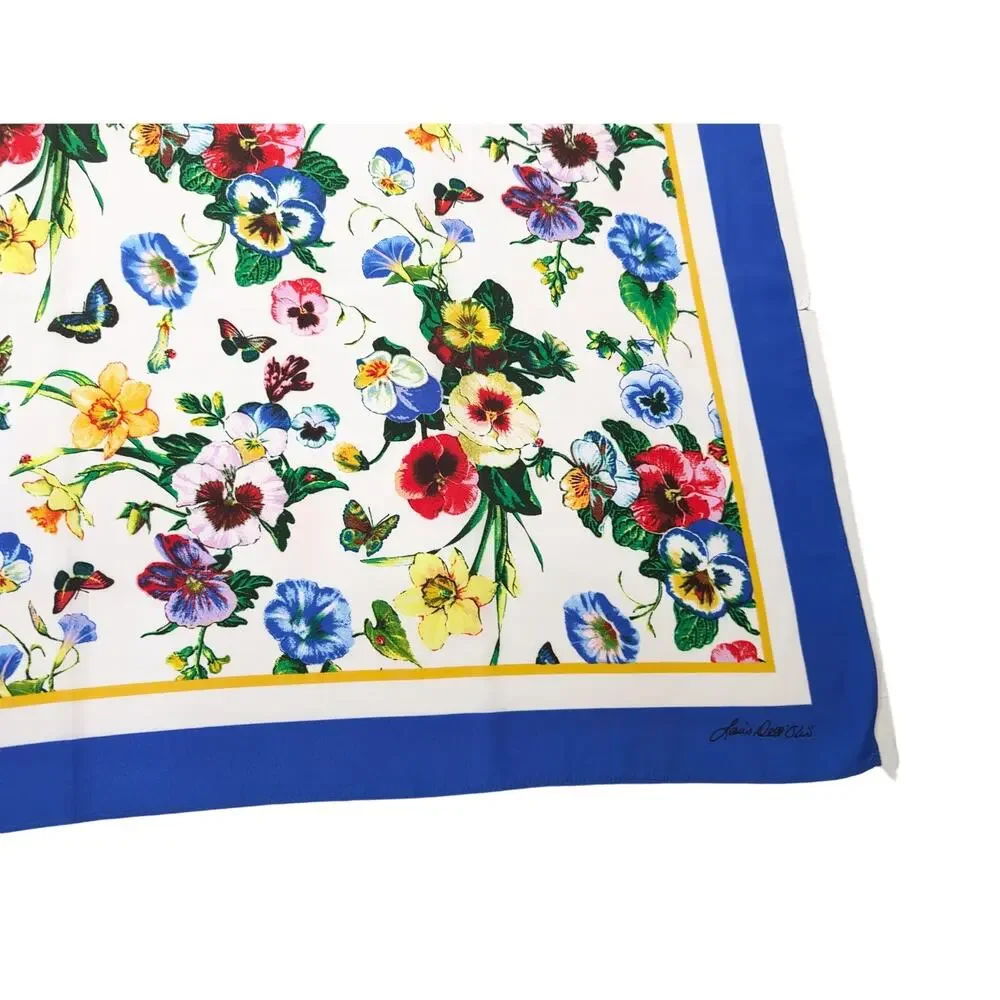 Louis Dell'Olio Scarf Floral Print Square Colorful Foulard Hair Neck